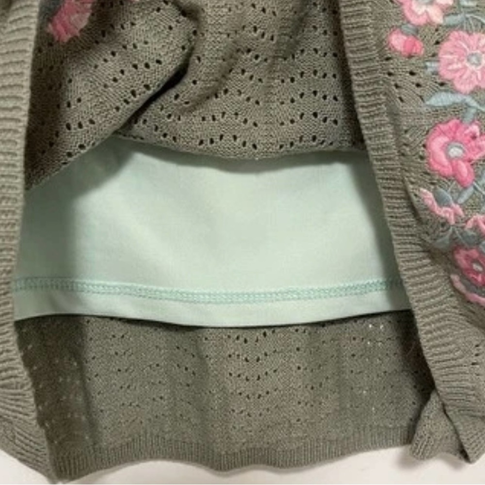 Sage Green Crochet Knit Mini Skirt Floral Coquette‎ Fairycore Sz Small - Picture 2 of 6